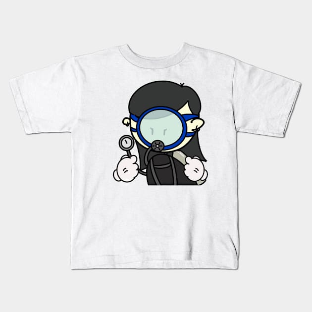 Ordinary Scuba Diving man with circular mask, Minimal cartoon, plain cute design Kids T-Shirt by imgoft